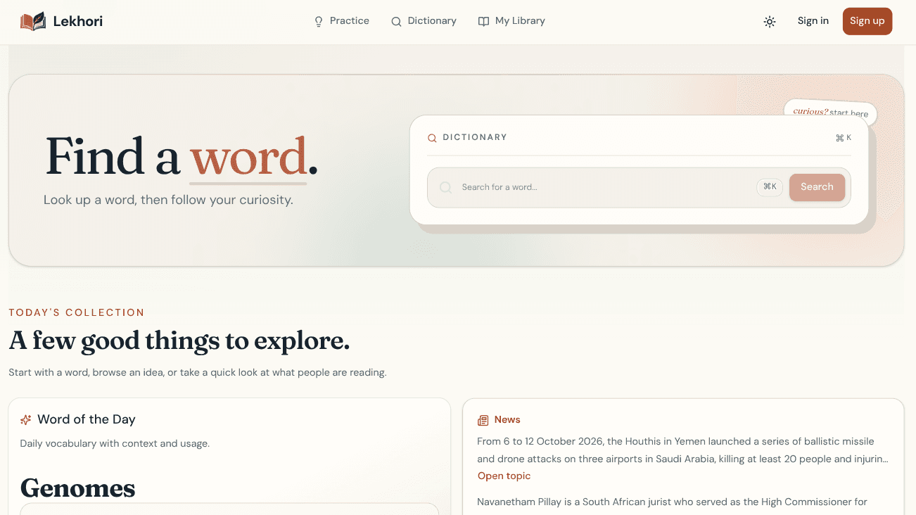Screenshot of Lekhori - Language Learning Platform & Dictionary