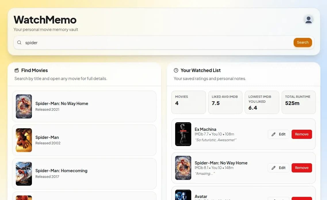 Screenshot of WatchMemo - Movie Tracker